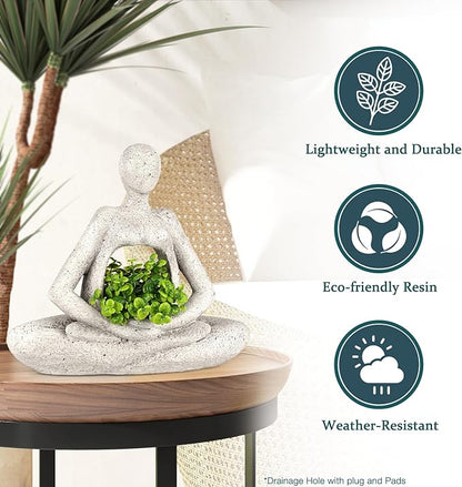 Planters for Outdoor Indoor Plants Succulent Planter Plant Flower Pots Unique Head Face Garden Vase with Drainage Hole Woman Yoga