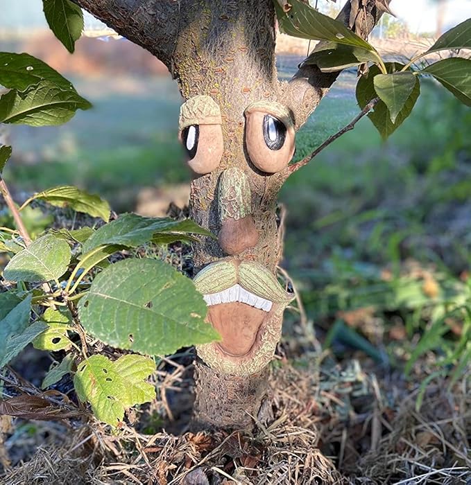 Gnome Open The Door Garden Decor Resin Tree Faces Decor Outdoor Fairy Garden Patio Lawn Porch (Tree face D)