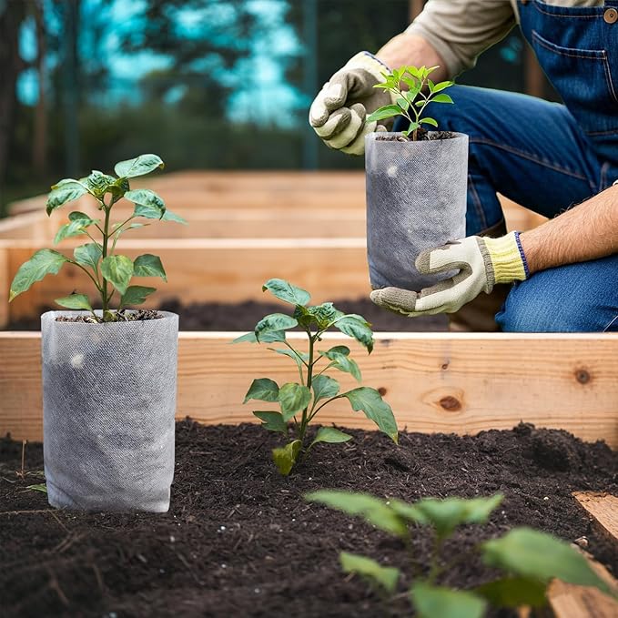 Belit 100 Pcs 10.2" H Deep Nursery Grow Bags, Non-Woven Plants Pots Container for Starting Rooted Plants Vegetable, Flower, Seedling Tree