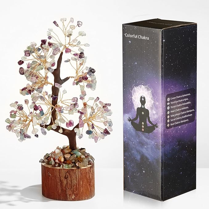 DUQGUHO Fluorite Tree Crystal Tree for Positive Energy Healing Crystal Tree of Life Fluorite Crystal Tree Decor Meditation Office Decor