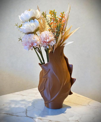 3D Printed Leaf Planter Vase (Brown, 10x6x5)