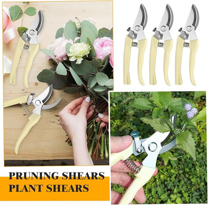 20Pcs Pruning Shears for Gardening, Beige Garden Clippers Handheld Heavy Duty Plant Scissors Bypass Pruning Shears for Gardening Yard Hedge Flowers Tree Trimming Plant Cutter