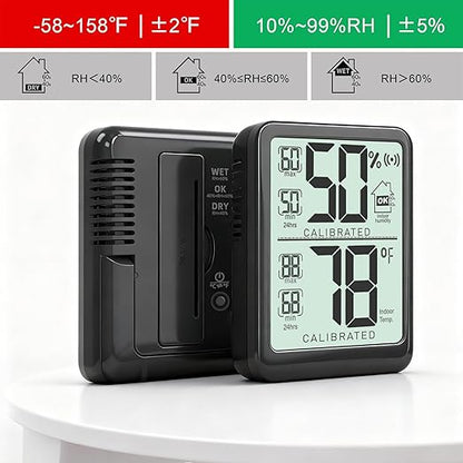 Antonki Room Thermometer, Digital Small Hygrometer Indoor Thermometer Humidity Gauge, Temperature Humidity Meter with Max/Min Record Monitor Sensor for Home, Plants - Battery Included