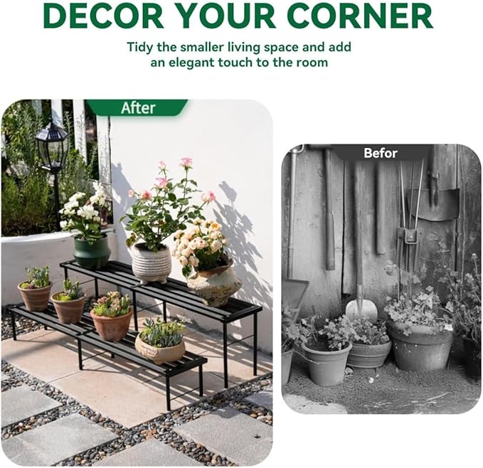 Metal Plant Stand, Rust-proof Aluminum Flower Pot Stand, Heavy Duty Planter Display Shelving for Patio Balcony Garden Living Room Decorative (White, 47.2 Inch)
