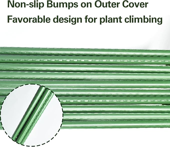 Garden Stakes 4ft, Metal Plant Stakes 48 inch, Sturdy Plant Support for Climbing Plants, Tomatoes, Beans, Cucumbers, Peppers, Flowers, Potted, Strengthen and Stem to Grow Better