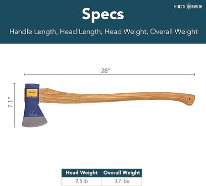Hults Bruk 840363 Agdor Felling Axe 28 Montreal - 2.5 lb Head, 28" Handle