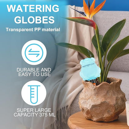 3Pcs Frog Plant Self Watering Globes for Indoor and Outdoor Plastic Water Bulbs Top Fill Plant Watering Globes Slow Release Terracotta Plant Watering Devices System for Plants, Blue