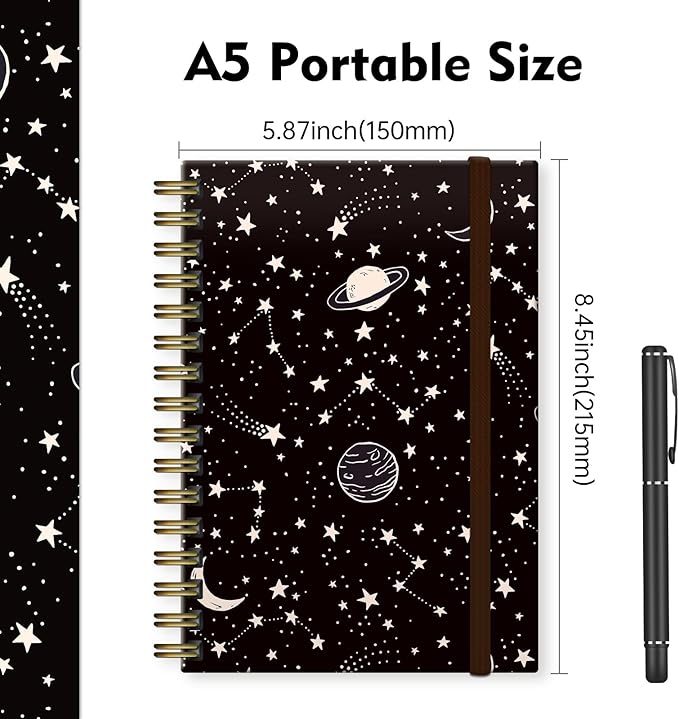 Cute Spiral Journal Notebook,Binding with Premium Paper for Girl Women,Cool Funny 120 Pages,100gsm A5 College Ruled NotebookJournal,Perfect for Gifts Nurse Teacher Women(Cute Star)