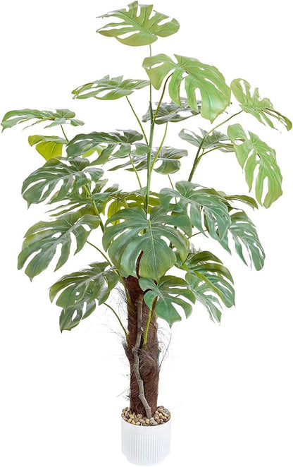 48 Inch Thick stem Turtle Dorsal Leaf ilitphke Artificial Monstera Deliciosa Plant,4ft Fake Swiss Cheese Potted Faux Tropical Floor Plants,Potted Faux Tree for Home Office Living Room Decor