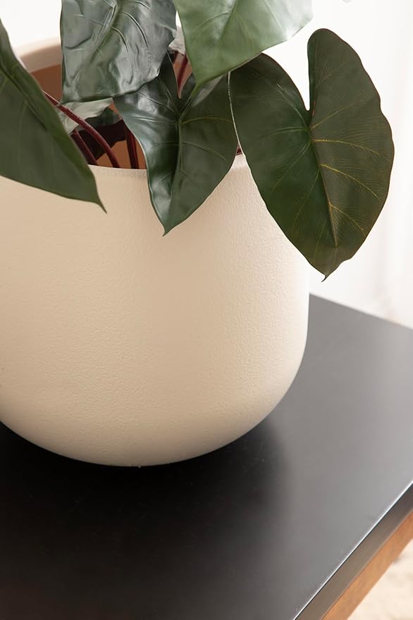 Kate and Laurel Jia Transitional Round Indoor Planter Pot, 11 x 11 x 11, Cream, Modern Circular Planter for Indoor Plants for Living Room or Sunroom Decor