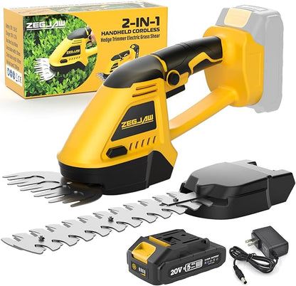 Cordless Hedge Trimmer, 2 in 1 Handheld Electric Grass Shear, 20V Power Tool for Efficient Yard Maintenance Lightweight, Trimming Hedges and Bushes with Charger and Battery