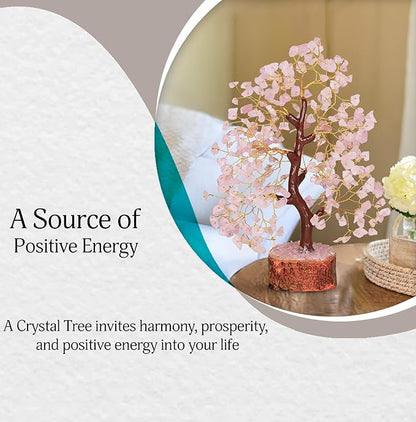 YATSKIA Rose Quartz Crystal Tree - Birthday Gift for Women - Crystal Quartz Tree - Home Decor - Pink Office Decor - Spiritual Gift for Women