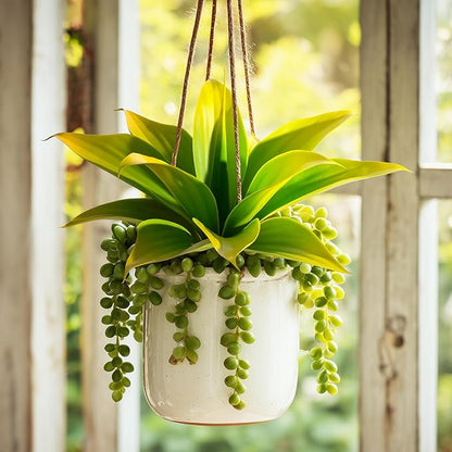 Artificial Agave Faux Agave 12.2In Fake Greenery Outdoor Artificial Plant Fake Plant for Indoor Home Decoration Plastic Plant Outdoor Decor Front Porch Decor Simulation Plants(Yellow,2Pack)