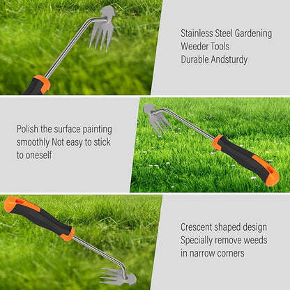 Weed Remover Tool,Portable Garden Weeder Tool,2024 New Gardening Weeding Tools,for Garden Hand Tools for Vegetable Gardening Backyard Farm Planting & Uprooting Weeding Tool (Rubber Handle)
