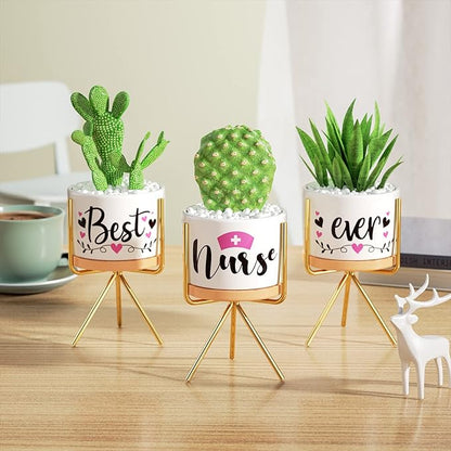 Best Nurse Gifts for Women Christmas, Funny Gifts for Nurse, Nurse Practitioner Gifts Best Nurse Ever Succulent Pots for Plants Indoor Ceramic Planter, Gift Boxed Nurses Day Gifts Nurse Birthday Gifts