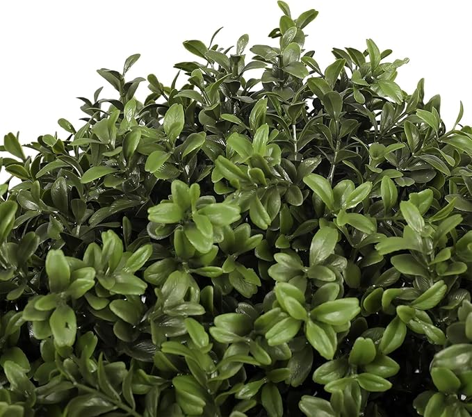 26" T x 17.5" D Artificial Boxwood Trees Set of 2 UV-Resistant Real-Touch Artificial Topiary for Front Porch and Home Décor