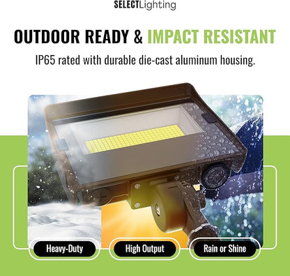 Select LED Flood Light with Photocell, 10W/20W/30W Wattage Selectable, 3900 Lumen, 3000K/4000K/5000K CCT, IP65 Waterproof, UL Certified Outdoor Security Light for Yard, Driveway (Knuckle Mount)
