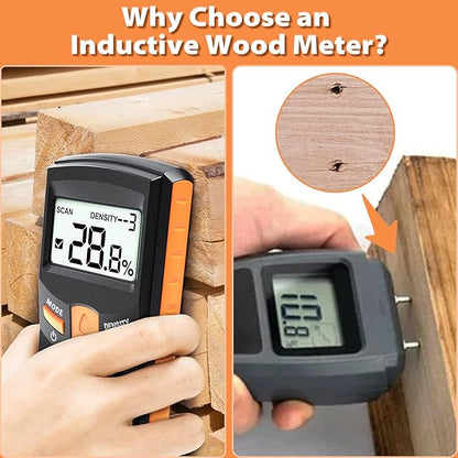 Pinless Wood Moisture Meter, Non-Destructive Moisture Detector for Wood Firewood, 4%-80% Measuring Range Digital Sensor Scanner (MD918)
