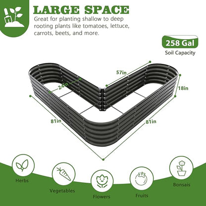A ANLEOLIFE Heart-Shaped Galvanized Raised Garden Beds Outdoor,81x81x18in Large Metal Planter Box for Planting Vegetables Flowers Herb, Anti-Rust & Easy-Setup, Quartz Grey