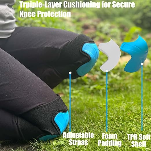 Construction Knee Pads for Men Women, Gardening Kneeling Pad with Non-slip Straps for Mechanical repair, Soft Working Kneepads for Roofing Skating Skateboard, Protective Foam Cushion for Chirstmas, Blue L(1 Pair)