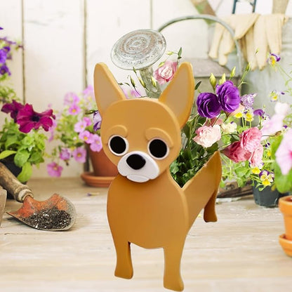 Yellow Chihuahua Dog Planter Plant Pots,Cute Dog Flower Planter,Gifts for Pet Lovers,Unique Animal Plant Pots,Office,Indoor Outdoor Garden Decor(9.45 * 5.91 * 13.46in)