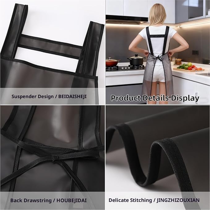 JDSWANLA Waterproof Apron, Environmentally Friendly TPU Oil Resistant Apron,Suitable for Families Gardening Coffee Shops Art Studios Hair Salons shops Barbecue Suitable for Both Men and Women