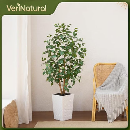 Artificial Olive Tree 5ft, Tall Fake Tree for Indoor & Outdoor Decor with Black Pot & Pebbles, UV Resistant Silk Leaves, Realistic Faux Potted Plant for Living Room,Office,Home Decor,VN137