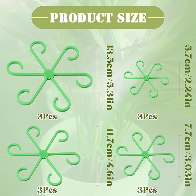 12Pcs Plant Stem Supports, Reusable Plastic Plant Accessories Indoor, Monstera Plant Support for Climbing Houseplants, Stakes Trellis Stem Hook Growth Tools for Neat Garden Arrangement(Green)