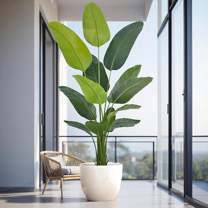 Artificial Bird of Paradise Tree 7.2FT(86in) Tall Faux Plant with Realistic 13 Leaves, Fake Tropical Floor Potted Artificial Plants for Home Office Living Room Indoor Decor (7.2feet,1Pack)
