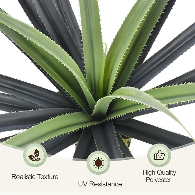 3ft Artificial Spiked Agave Plant, 36" Faux Agave Plants Indoor Small Floor Plant Perfect for Front Porch, Patio, Indoor Outdoor Home, Office Decor 1pcs