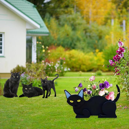 Black Cat Planter Plant Pots,Cute Cat Flower Planter,Gifts for Pet Lovers,Unique Animal Plant Pots,Office,Indoor Outdoor Garden Decor12.5 * 5.6 * 7.8in