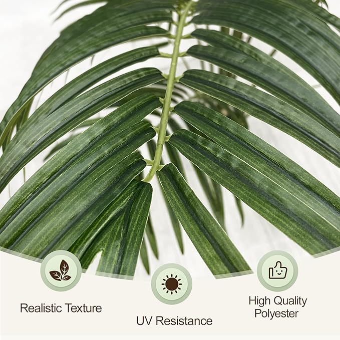 7ft Artificial Palm Tree with White Planter-Tall Artificial Indoor Plants, Fake Tropical Palm Tree, Faux Silk Plants for Home Office Living Room Bedroom Modern Decor