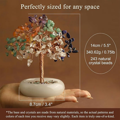 Citrine Crystal Bonsai Tree, Office Desk Home Living Room Decor, Lucky Money Fengshui Tree Plant, Birthday Good Luck Gifts for Women, Mom