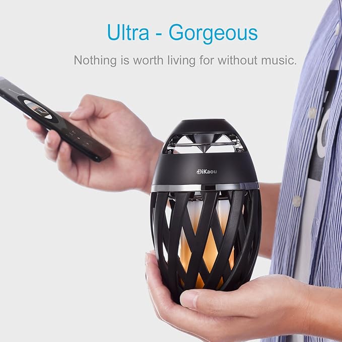 Led Flame Speaker, Torch Atmosphere Bluetooth Speakers&Outdoor Portable Stereo Speaker with HD Audio and Enhanced Bass,LED flickers Warm Yellow Lights BT4.2 for iPhone/iPad/Android