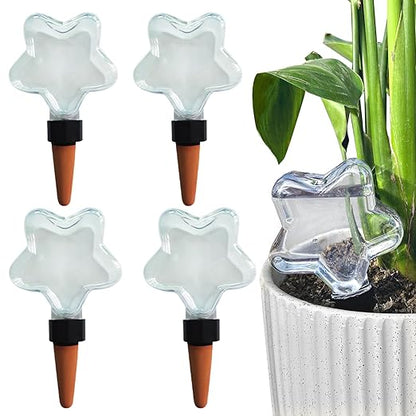 Star2-shaped Self Plant Watering Globes-4 Top Fill Automatic Planter Watering Insert with Slow Release-Watering drip Irrigation Device for Indoor and Outdoor Plants.