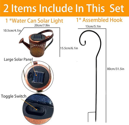 Christmas Birthday Gifts for Mom Grandma Women,Solar Lanterns Outdoor Waterproof,Metal Watering Can Garden Decor,Hanging Solar Path Lights Yard Art,Outside Gardening Patio Decorations,with Hook,Large