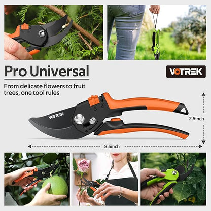 Pruning Shears, [Patented Stepless Handle Opening] - Garden Clippers with Ultra-Sharp SK5 Steel for Weak Hand, Pruners Universal Fit for All Hand Sizes, Effortlessly Cuts 1-Inch Branches