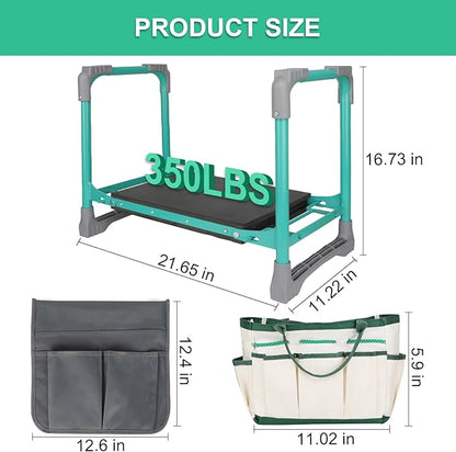 Garden Kneeler and Seat, 2-in-1 Foldable Garden Bench with Non-Slip EVA Foam Pad, Storage Bags, Glove, Portable Gardening Stool for Kneeling & Sitting, Ideal for Gardeners, Patio, Fishing
