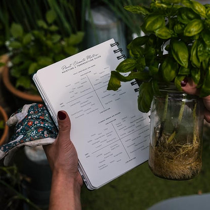 Stone Weatherproof Journal Gardening Notebook – A5 Ring-Bound, Vegan Leather Cover, Waterproof Paper, 128 Pages Half Grid & Dot Grid, Garden Planner with Plant-Spacing Resources (Yellow)