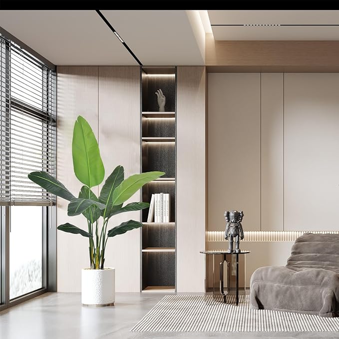 Bird of Paradise Plant Artificial 5ft,Faux Plants Indoor with White Planter,Fake Tree with Lifelike Leaves,The Perfect Indoor Silk Floor Plant for Home、Hallway and Office Decor
