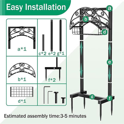 Garden Hose Holder - Freestanding Water Hose Holders for Outside with Storage Basket, Heavy Duty Hose Stand Organizes 150ft Hose Storage Hanger Rack for Yard Lawn Farm