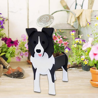 Border Collie Dog Planter Plant Pots,Cute Dog Flower Planter,Gifts for Pet Lovers,Unique Animal Plant Pots,Office,Indoor Outdoor Garden Decor