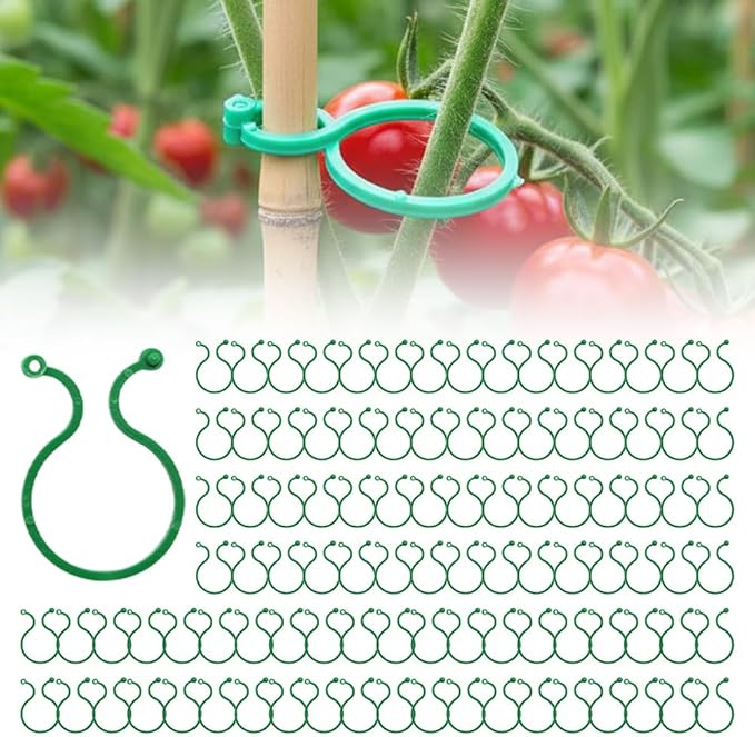 Plant Stem Support,Plastic Plant Clips for Climbing Plants,Tomato Vine Clips,Plant Fixing Clips,Garden Clips (Green 50pcs)
