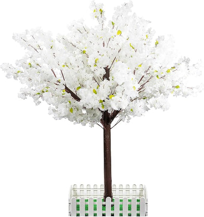 Artificial Cherry Trees Indoor Decor: Handmade Natural Fake Cherry Blossom White Tree Outdoor for Party Wedding Christmas
