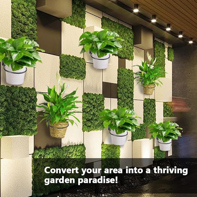 8 Pack 5 Inch Wall Mounted Plant Holder, Heavy Duty Flower Pot Holder Ring, Rust Resistant Wall Plant Holder for Indoor and Outdoor Flower Pots, Garden, Fence Balcony, Home (Black)