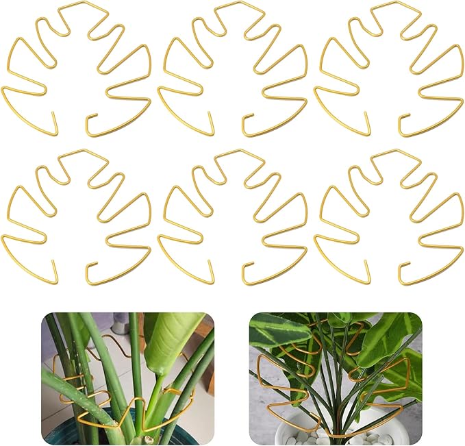 6PCS Golden Monstera Plant Support, Elegant Metal Plant Stem Support Stakes for Indoor Plants, Durable and Stylish Accessories for Healthy Growth and Stability
