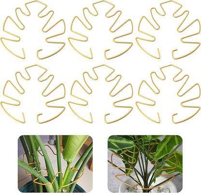 6PCS Golden Monstera Plant Support, Elegant Metal Plant Stem Support Stakes for Indoor Plants, Durable and Stylish Accessories for Healthy Growth and Stability