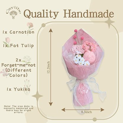 Carnation Crochet Flowers Bouquet Handmade Knitted Artificial Flowers Home Decor