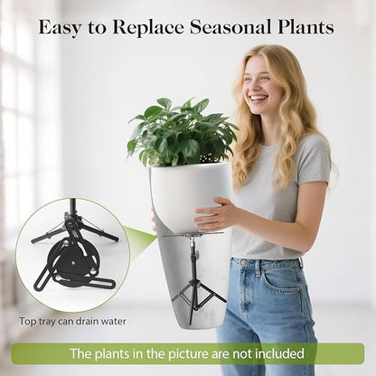 AZEAM Adjustable Plant Risers for Inside Pots, 2 PCS Planter Inserts Fillers for Large Flower Pots, Height Planter Lifter Stand for Outdoor Indoor Plants, 12"- 16" Raise with 4"-12" Top Support