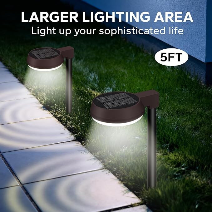 Tall Poles Solar Path Lights, Accurate Dark/Light Sensor Pathway Lights Solar Powered,Quick Charge Solar Walkway Lights Outdoor for Landscape Lighting